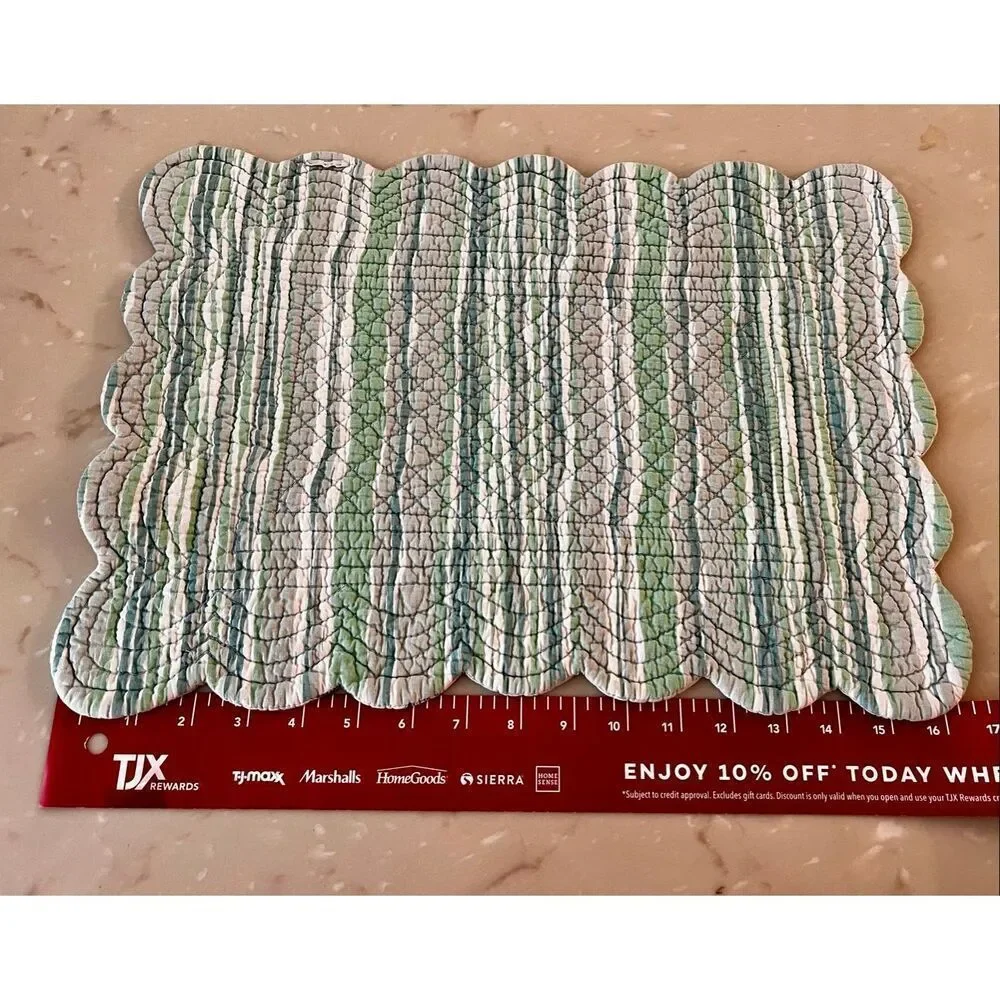 Set of 6 C&F Home Sea Turtle Cove Cotton Quilted Scalloped Placemates